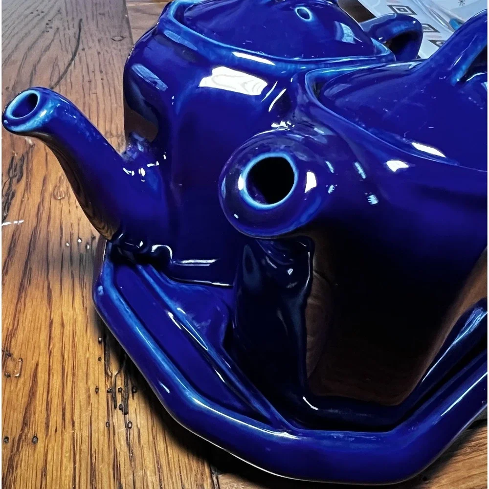 Hall China 1970s-80s Tea For Two Colbalt Blue 3 Piece Set MCM‎ Fiesta Ware Match